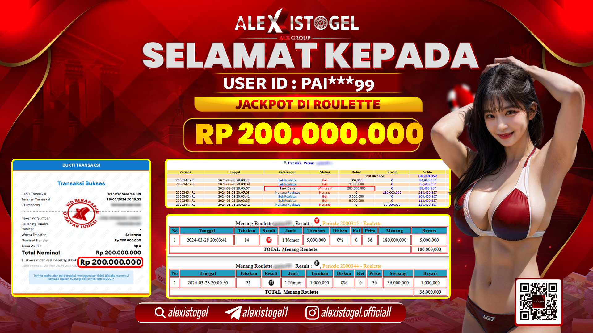 ALEXISTOGEL JACKPOT ROULETTE RP. 200.000.000 LUNAS