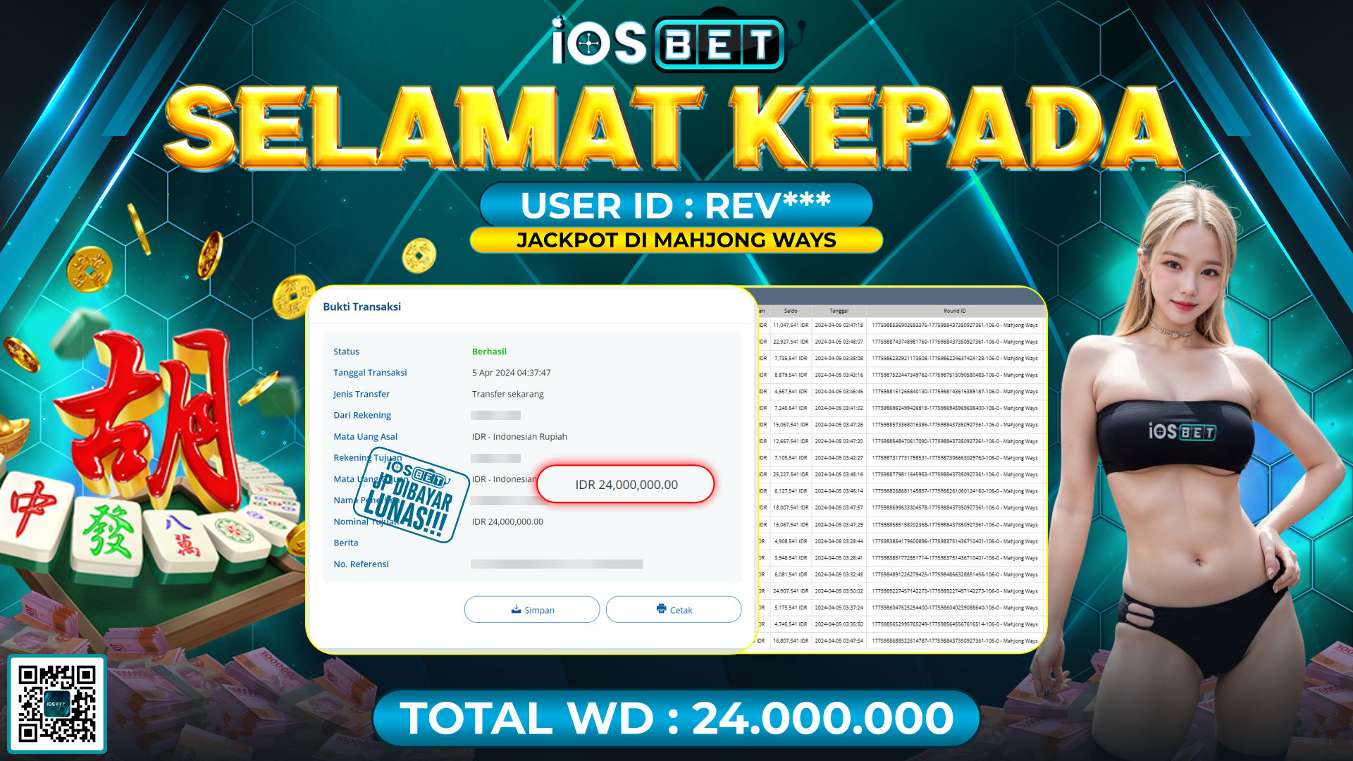 Bukti Pembayaran LUNAS SLOT GAMES GACOR Rp.24.000.000,-