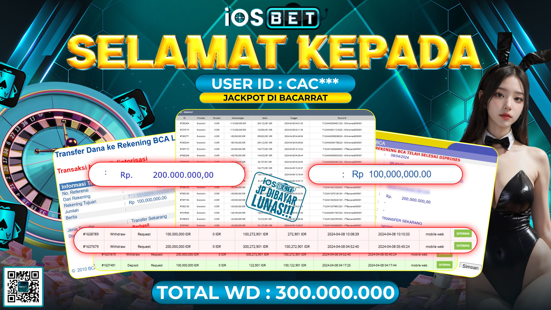 Bukti Pembayaran LUNAS LIVE GAMES GACOR Rp.300.000.000,-