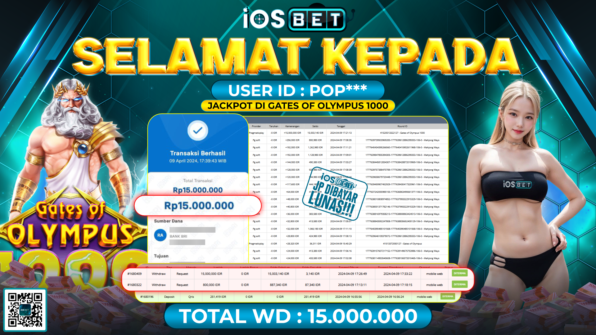 Bukti Pembayaran LUNAS SLOT GAMES GACOR Rp.15.000.000,-