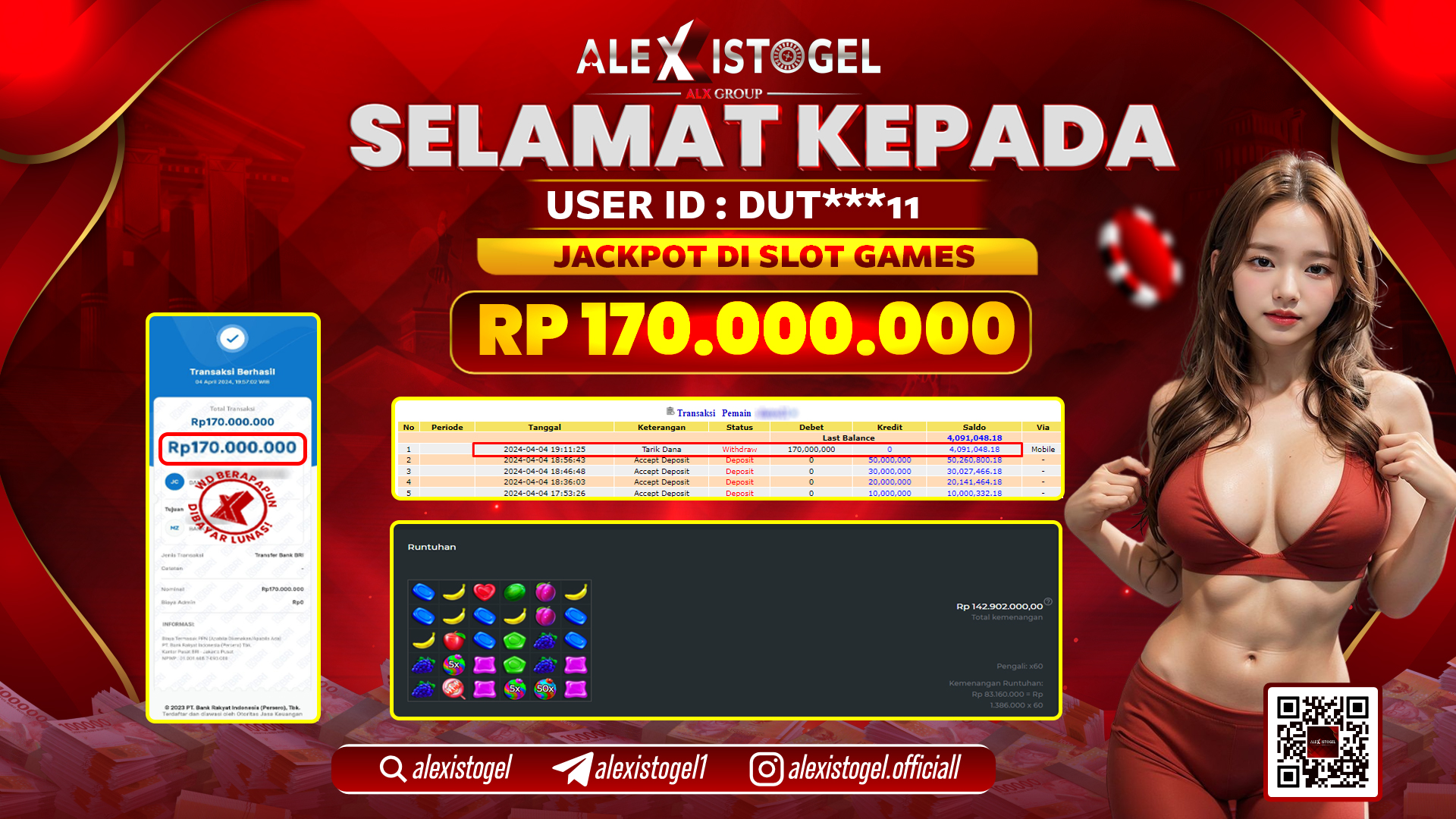 ALEXISTOGEL JACKPOT SLOT GAMES RP. 170.000.000 LUNAS