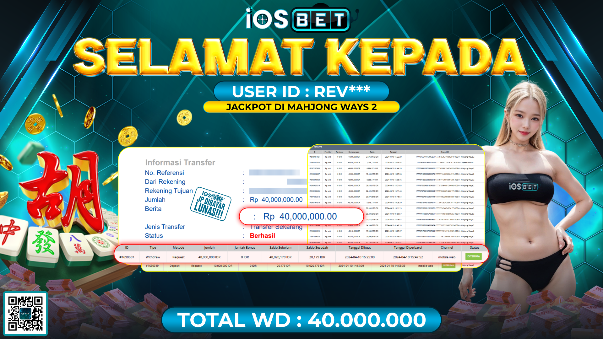 Bukti Pembayaran LUNAS LIVE GAMES GACOR Rp.40.000.000,-