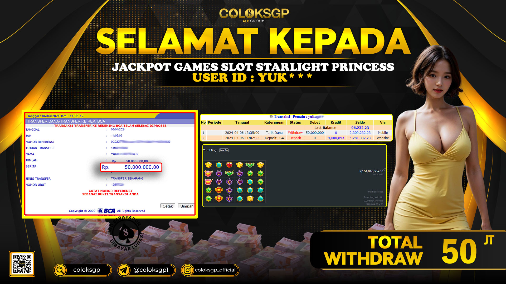 COLOKSGP JACKPOT SLOT GAMES RP 50.000.000 LUNAS