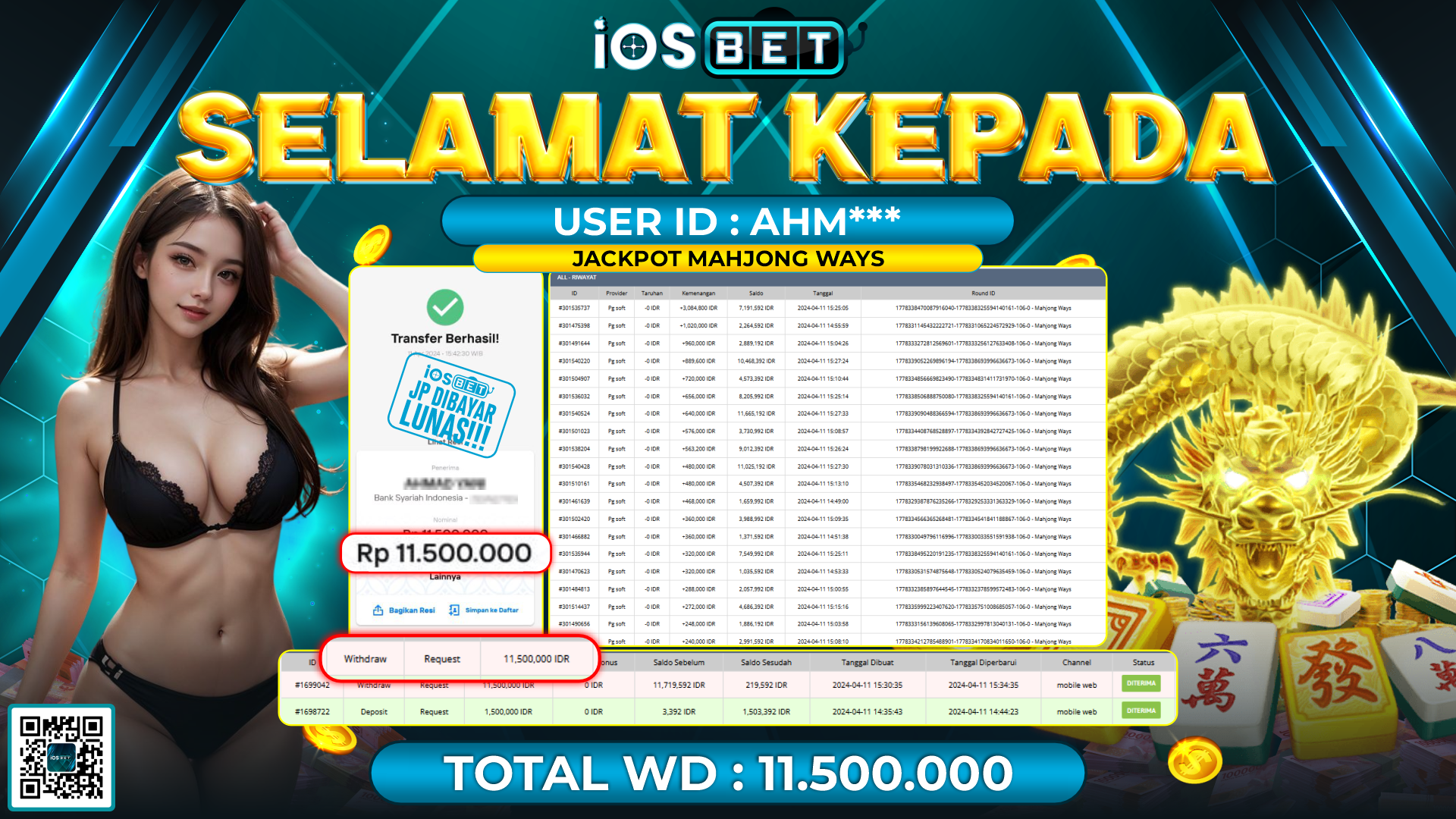 Bukti Pembayaran LUNAS LIVE GAMES GACOR Rp.11.500.000,-