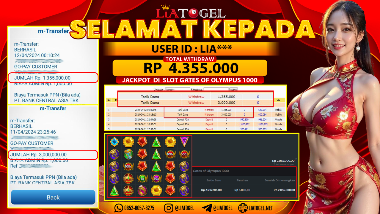 LIATOGEL - JACKPOT SLOT GAMES GATES OF OLYMPUS 1000 ï»¿ RP 4.355.000,- LUNAS