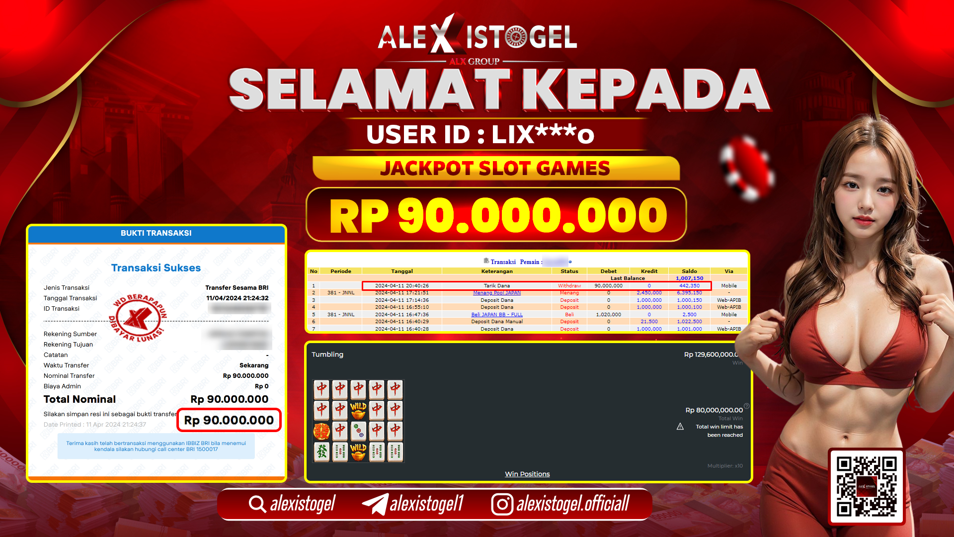 ALEXISTOGEL JACKPOT SLOT GAMES RP. 90.000.000 LUNAS