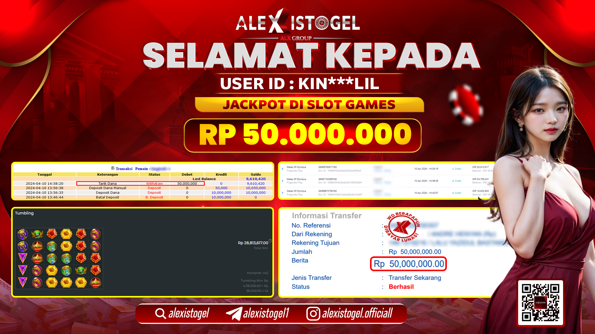 ALEXISTOGEL JACKPOT SLOT GAMES RP.50.000.000 LUNAS