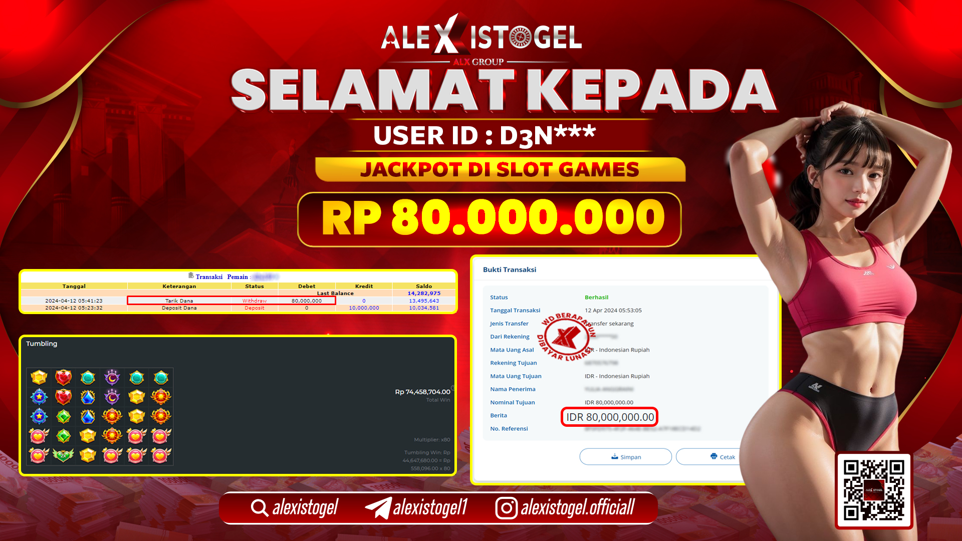ALEXISTOGEL JACKPOT SLOT GAMES RP. 80.000.000 LUNAS
