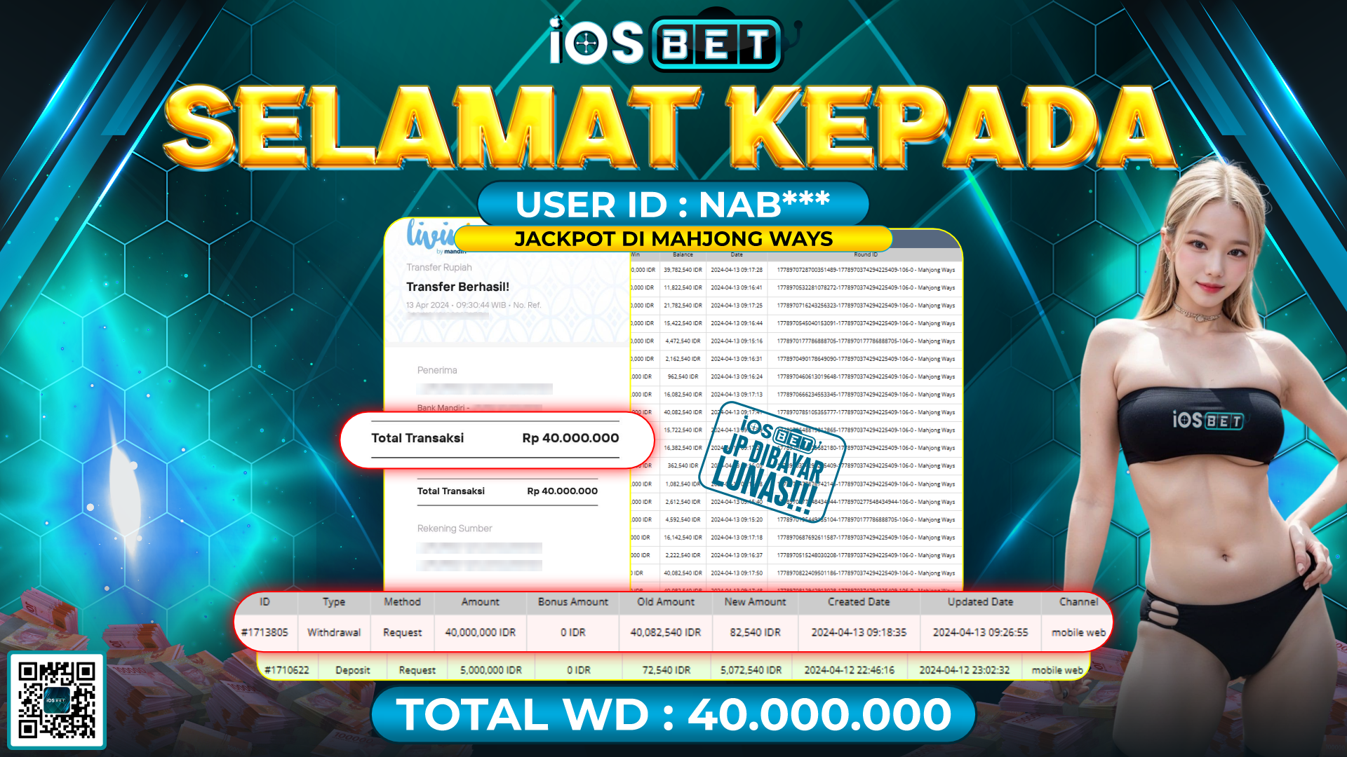 Bukti Pembayaran LUNAS LIVE GAMES GACOR Rp.40.000.000,-