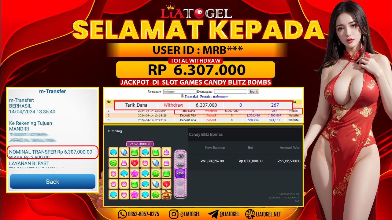 LIATOGEL - JACKPOT SLOT CANDY BLITZ BOMBS GAMES ï»¿ RP 6.307.000,- LUNAS