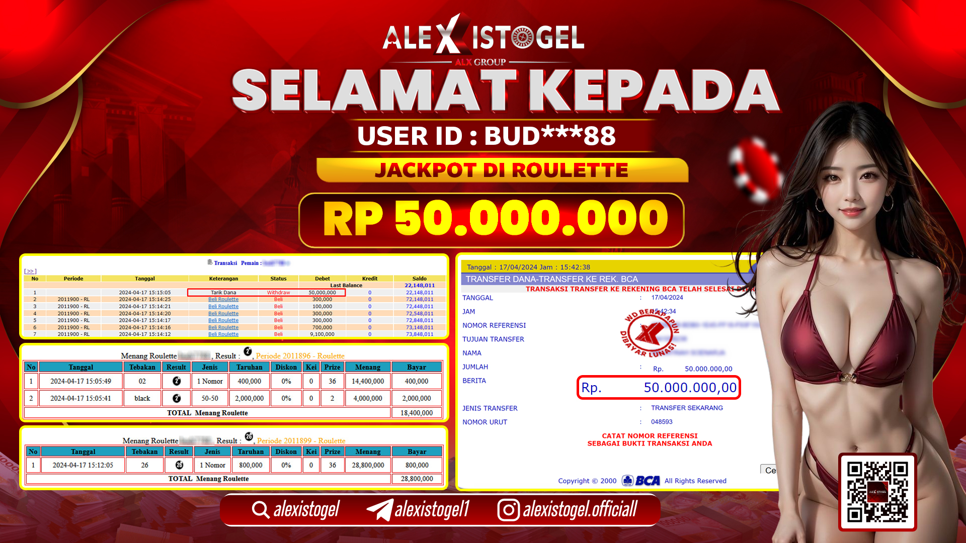 ALEXISTOGEL JACKPOT ROULETTE RP.50.000.000 LUNAS