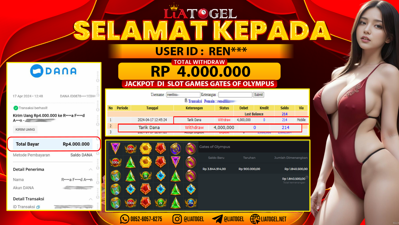 LIATOGEL - JACKPOT SLOT GAMES GATES OF OLYMPUS ï»¿ RP 4.000.000,- LUNAS