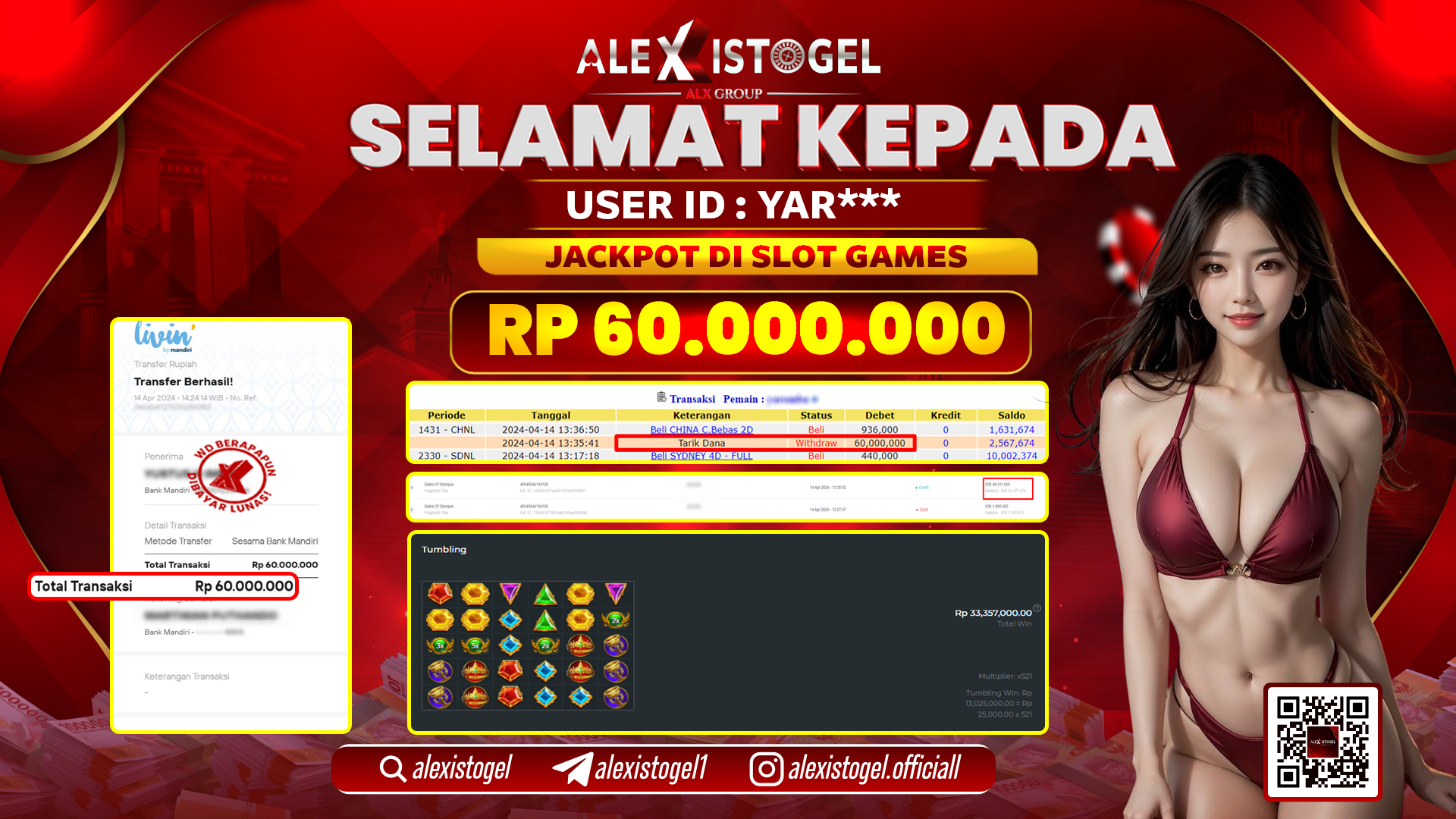 ALEXISTOGEL JACKPOT SLOT GAMES RP.60.000.000 LUNAS