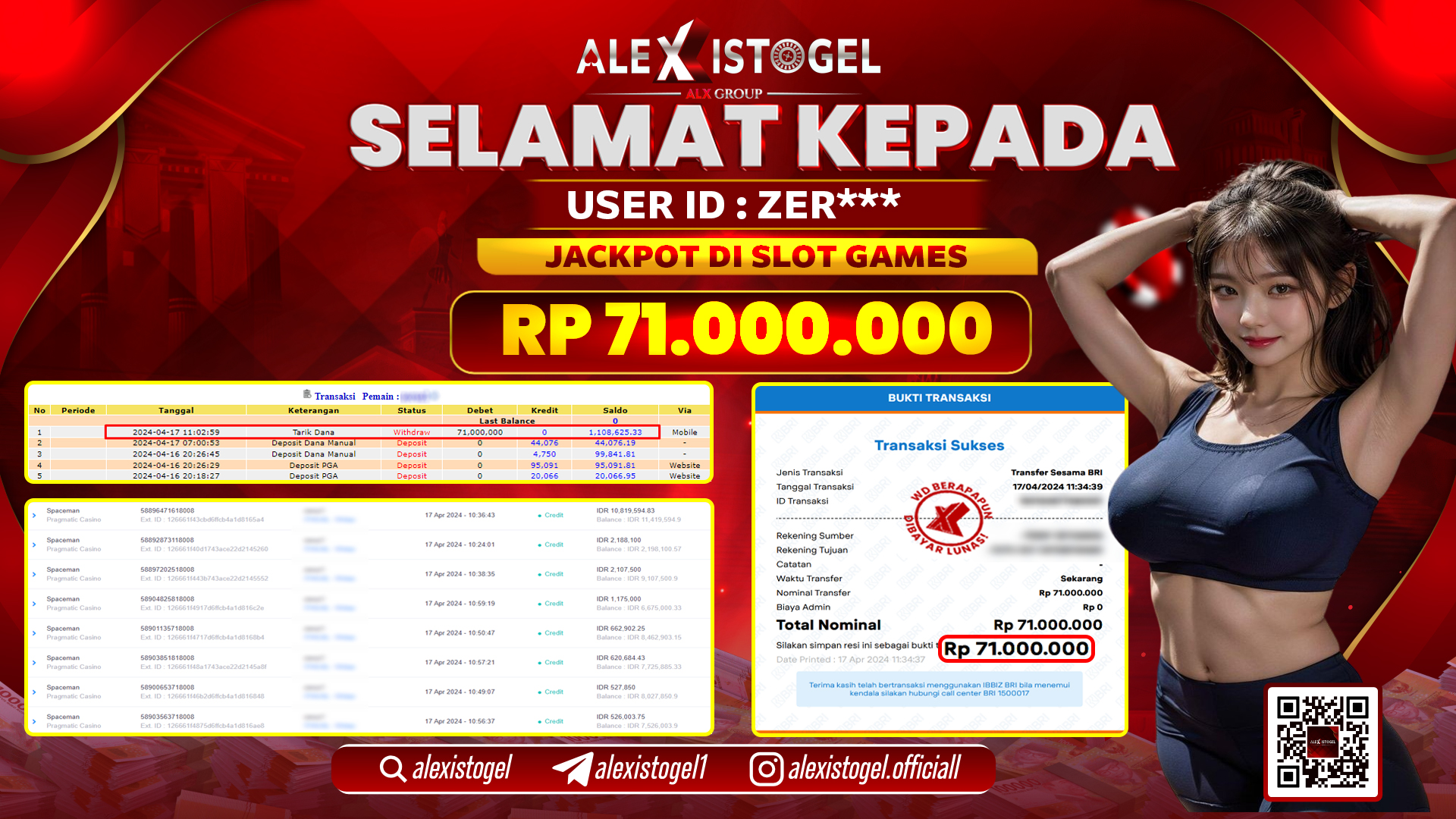 ALEXISTOGEL JACKPOT SLOT GAMES RP.71.000.000 LUNAS