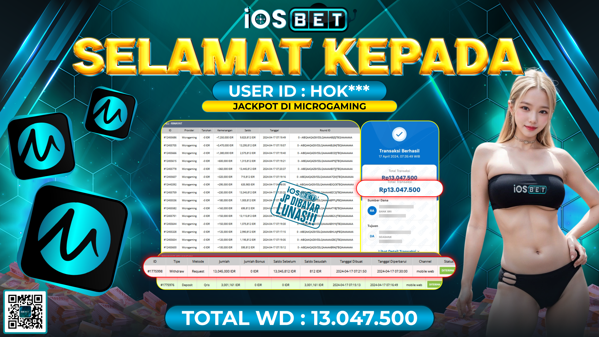 Bukti Pembayaran LUNAS LIVE GAMES GACOR Rp.13.047.000,-