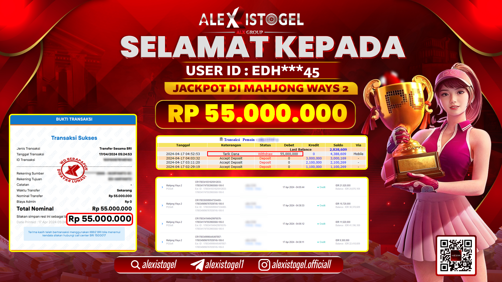 ALEXISTOGEL JACKPOT SLOT GAMES RP.55.000.000 LUNAS