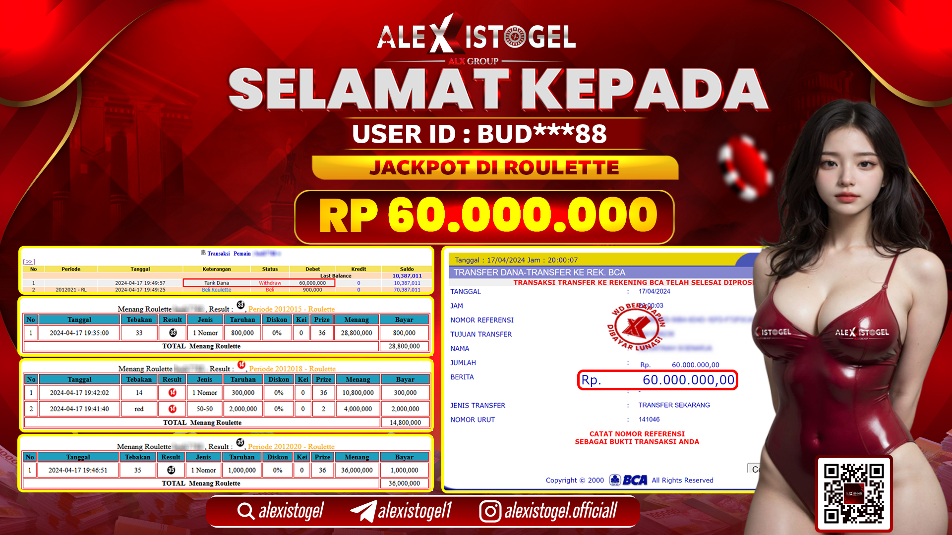 ALEXISTOGEL JACKPOT ROULETTE RP.60.000.000 LUNAS