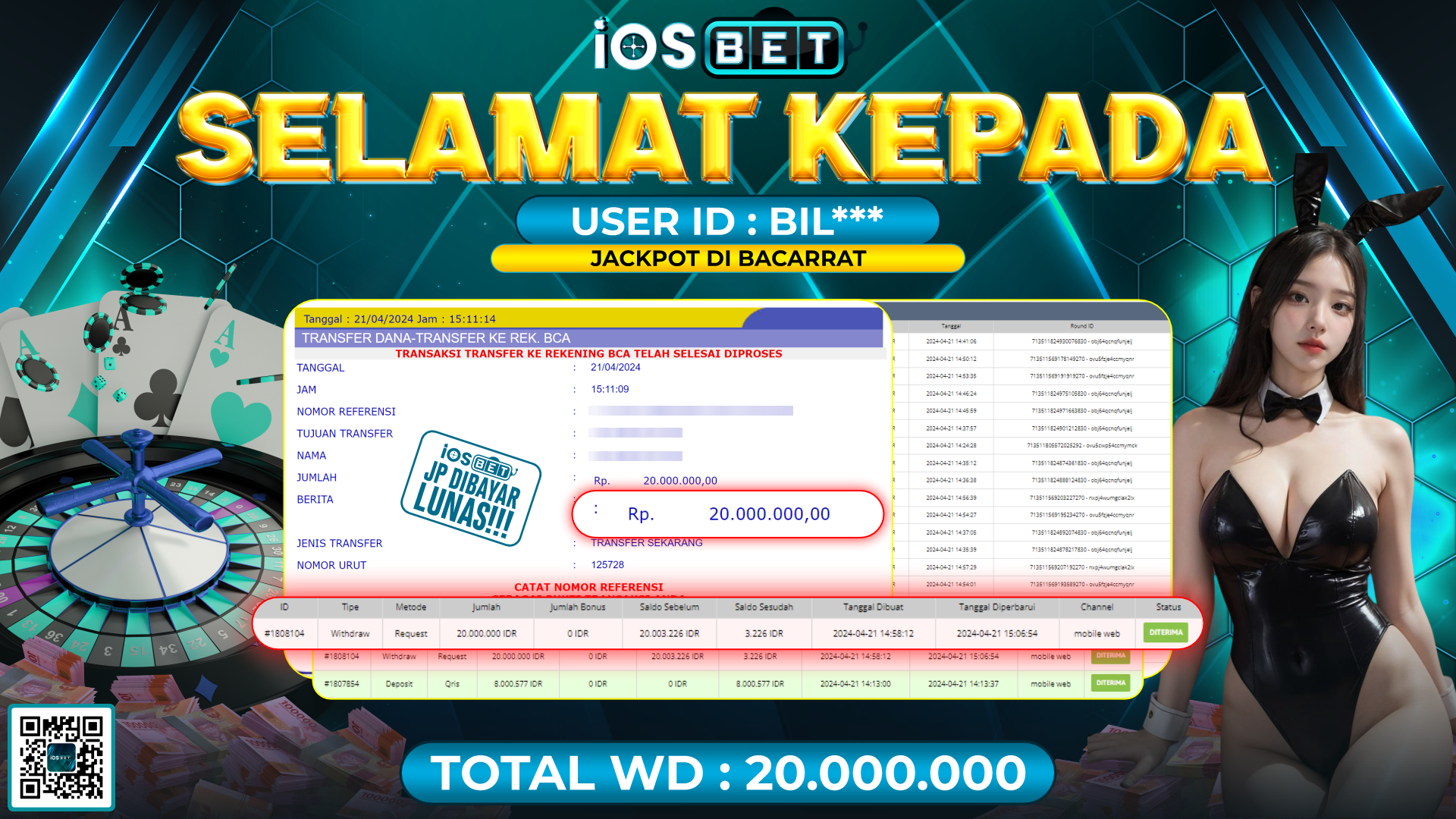 Bukti Pembayaran LUNAS LIVE GAMES GACOR Rp.24.000.000,-