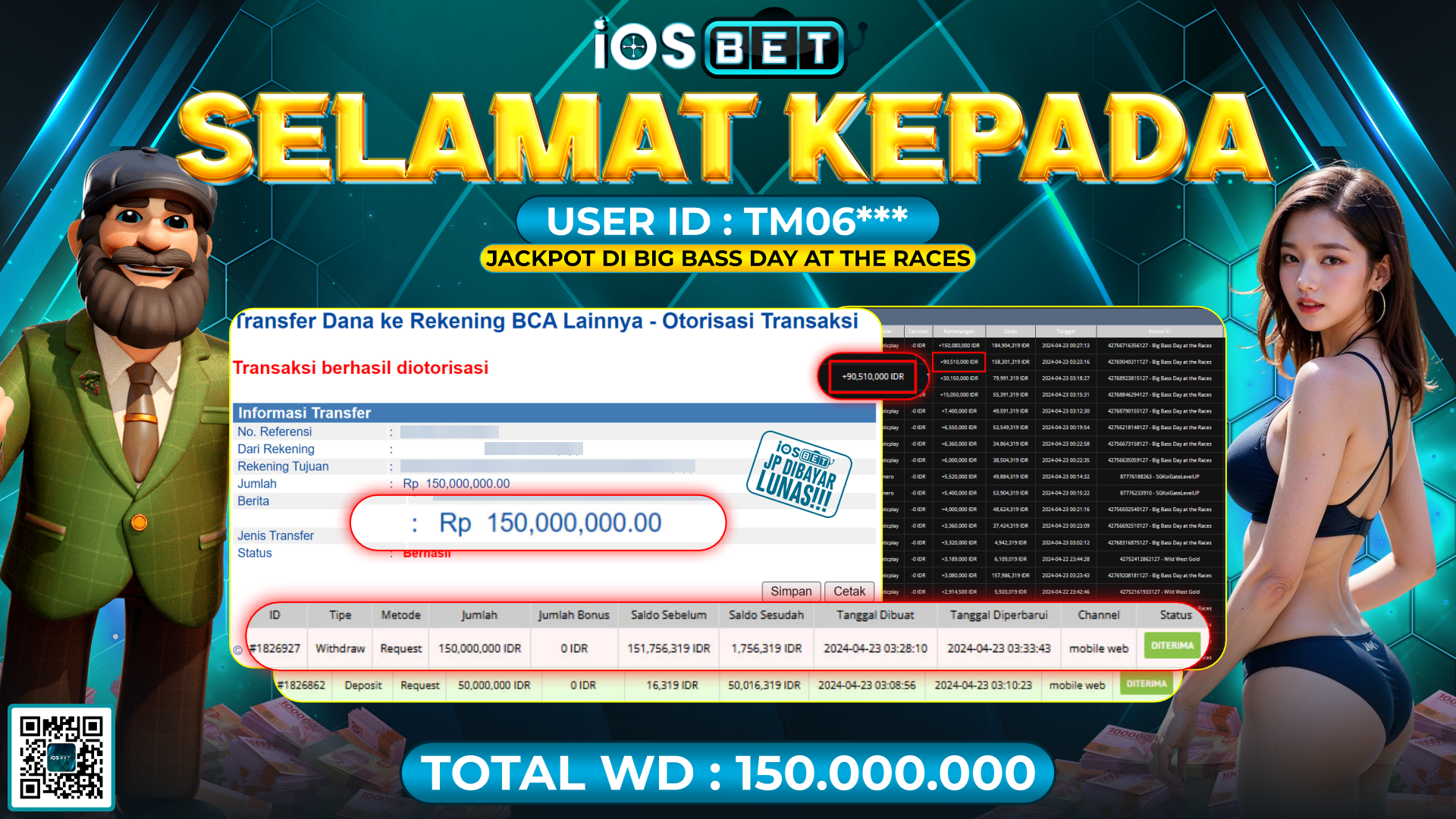 Bukti Pembayaran LUNAS LIVE GAMES GACOR Rp.150.000.000,-