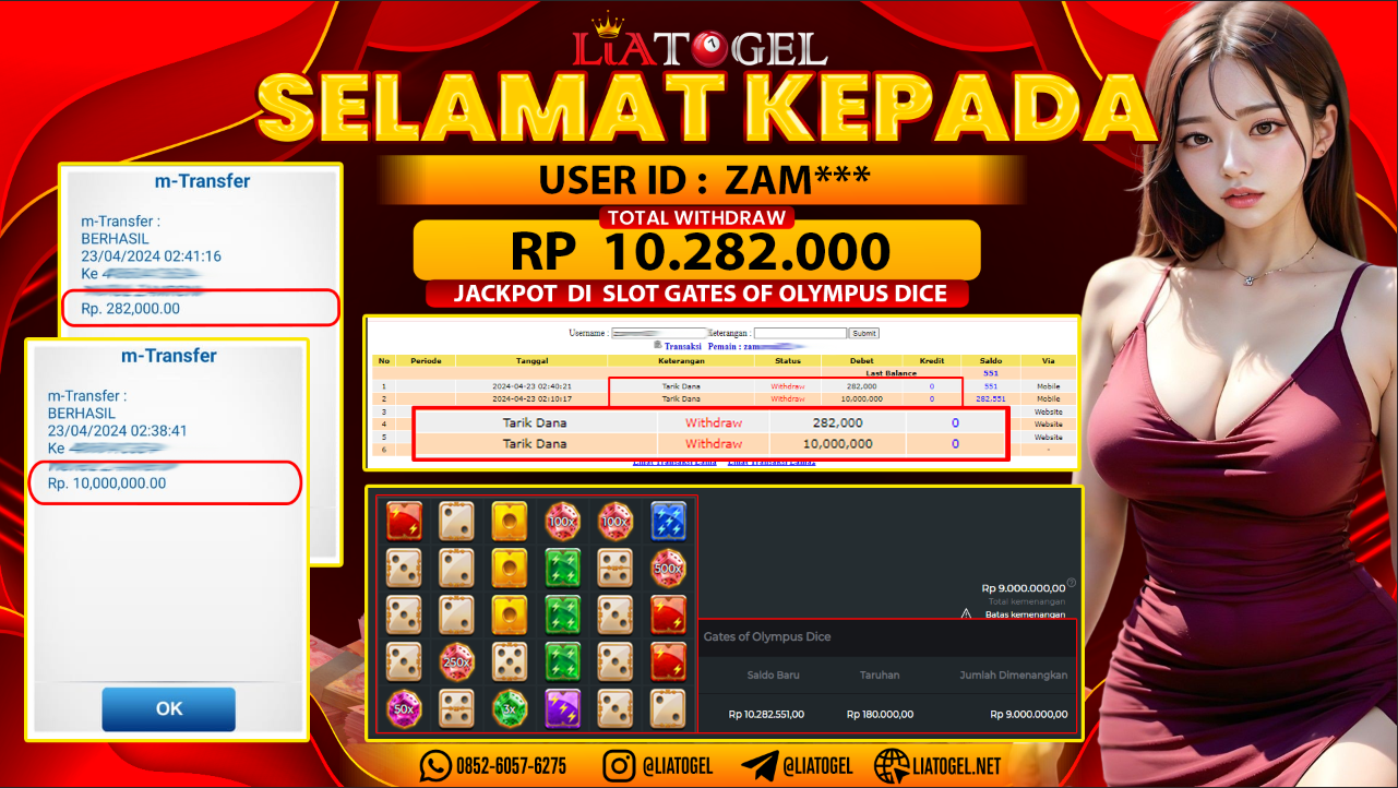 LIATOGEL - JACKPOT SLOT GAMES GATES OF OLYMPUS DICEï»¿ RP 10.282.000,- LUNAS