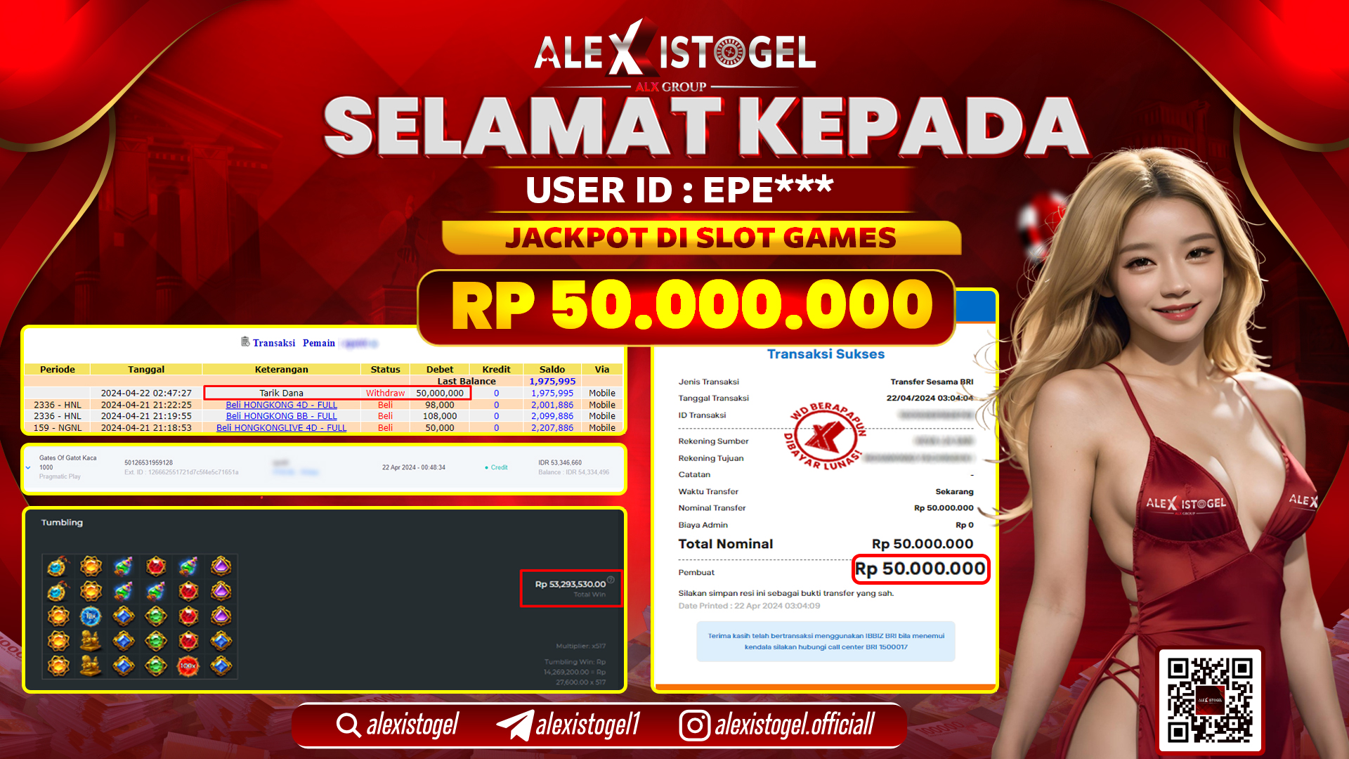 ALEXISTOGEL JACKPOT SLOT GAMES RP.50.000.000 LUNAS
