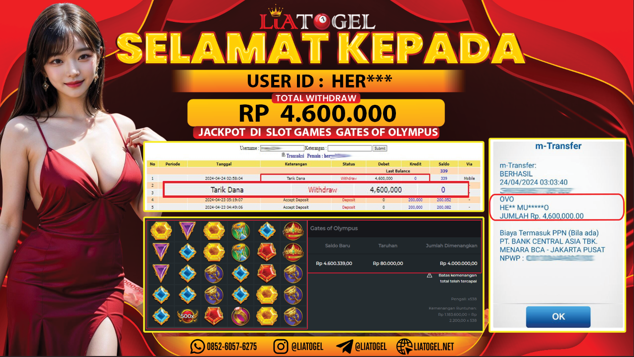 LIATOGEL - JACKPOT SLOT GAMES GATES OF OLYMPUS 1000ï»¿ RP 4.600.000,- LUNAS