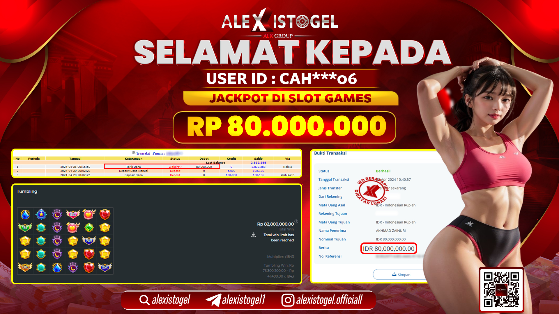 ALEXISTOGEL JACKPOT SLOT GAMES RP.80.000.000 LUNAS