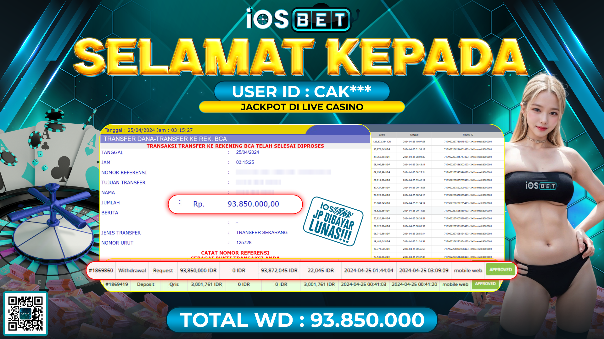 Bukti Pembayaran LUNAS LIVE GAMES GACOR Rp.93.850.000,-