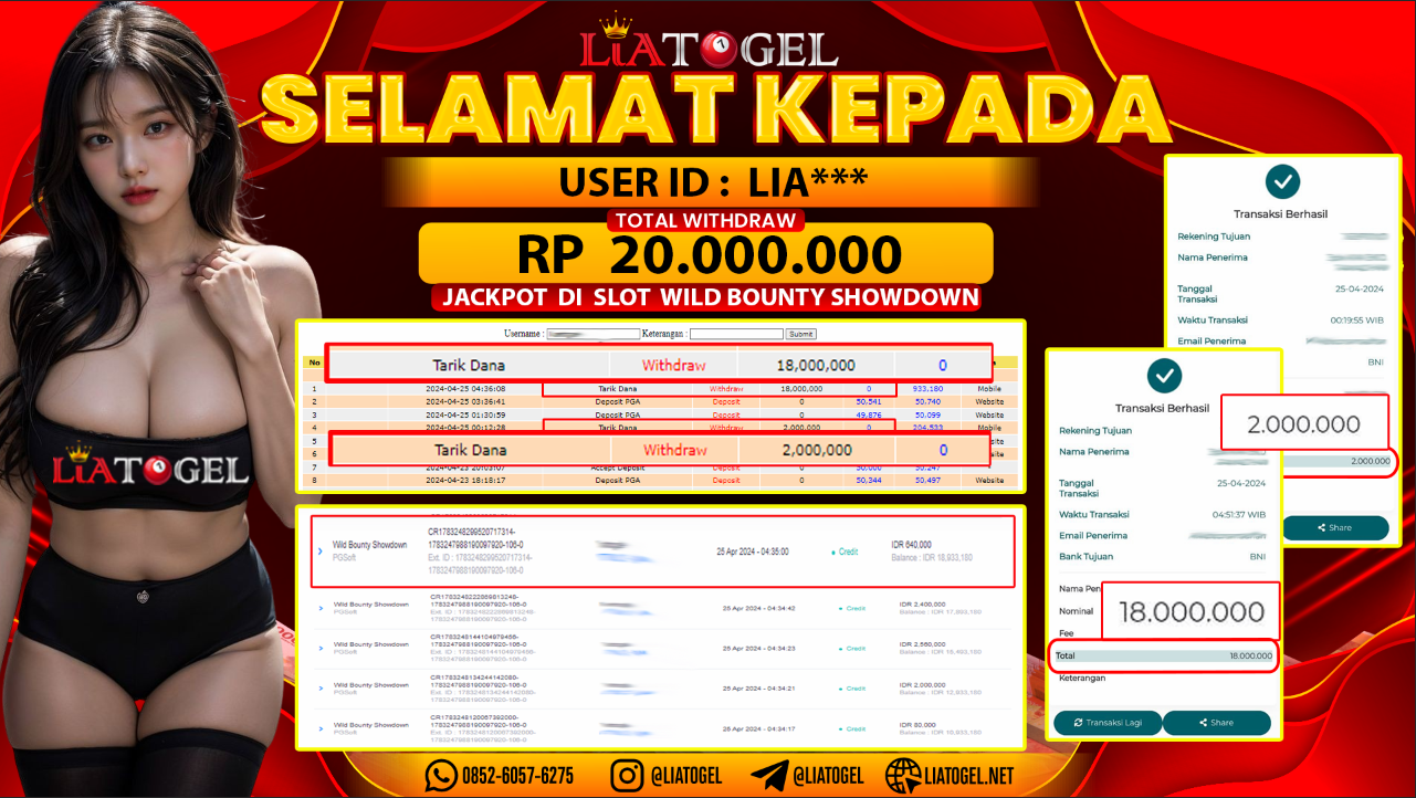 LIATOGEL - JACKPOT SLOT WILD BOUNTY SHOWDOWNï»¿ RP 20.000.000,- LUNAS