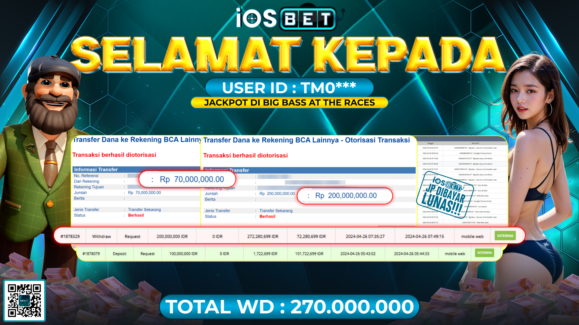 Bukti Pembayaran LUNAS SLOT GAMES GACOR Rp.270.000.000,-