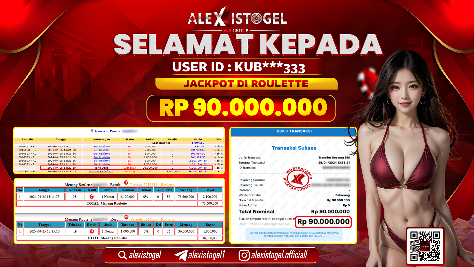 ALEXISTOGEL JACKPOT ROULETTE RP.90.000.000 LUNAS