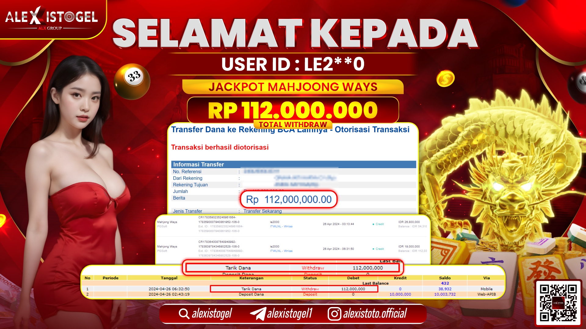 ALEXISTOGEL JACKPOT SLOT GAMES RP.112.000.000 LUNAS