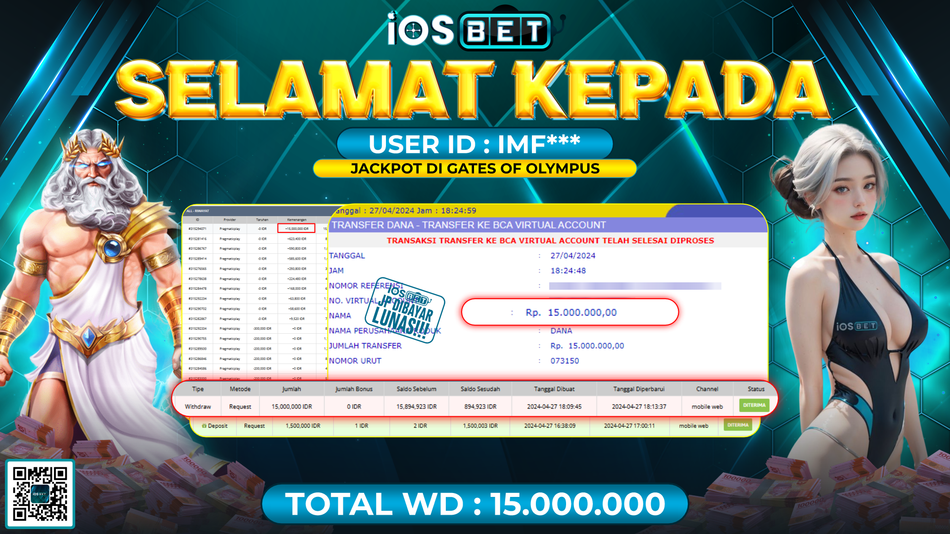 Bukti Pembayaran LUNAS SLOT GAMES GACOR Rp.15.000.000,-