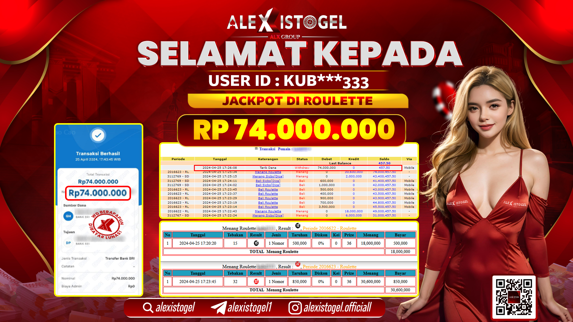 ALEXISTOGEL JACKPOT ROULETTE RP.74.000.000 LUNAS