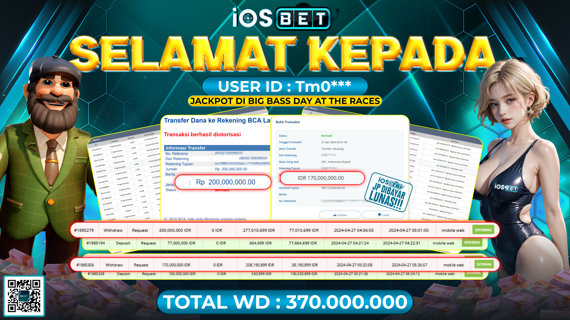 Bukti Pembayaran LUNAS SLOT GAMES GACOR Rp.370.000.000,-