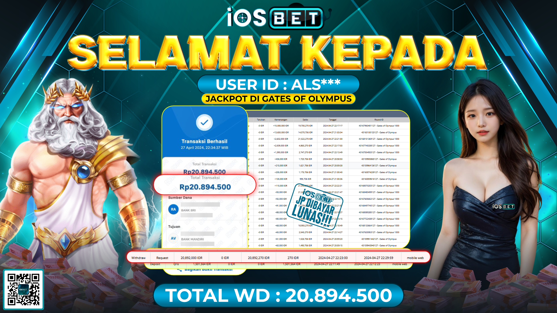 Bukti Pembayaran LUNAS SLOT GAMES GACOR  Rp20.894.500,-