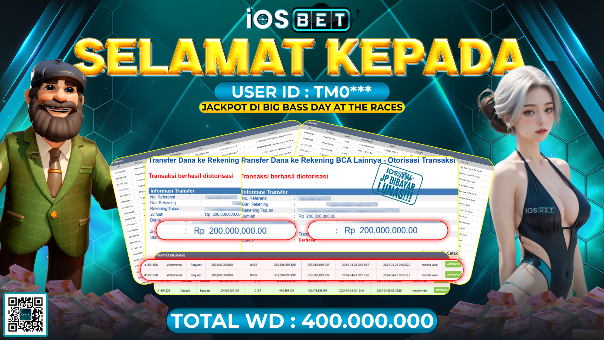 Bukti Pembayaran LUNAS SLOT GAMES GACOR Rp.400.000.000,-