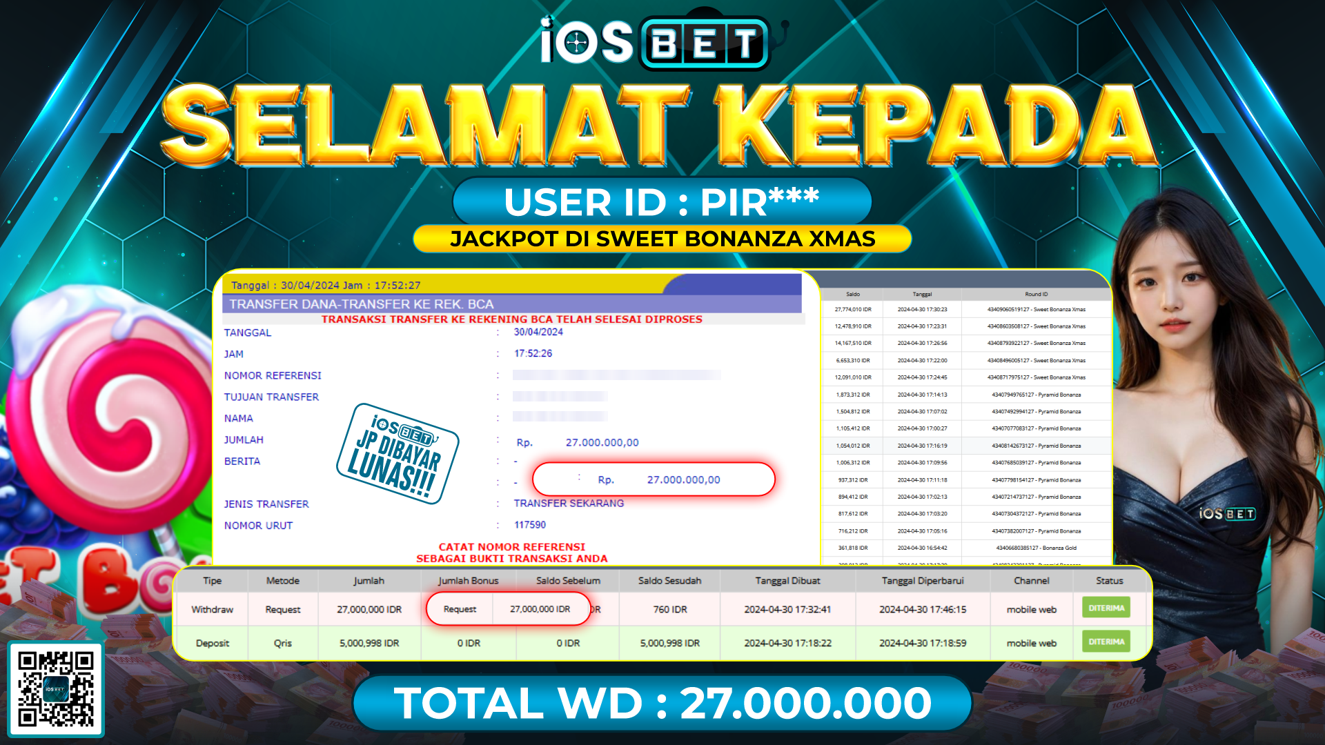 Bukti Pembayaran LUNAS SLOT GAMES GACOR Rp.27.000.000,-