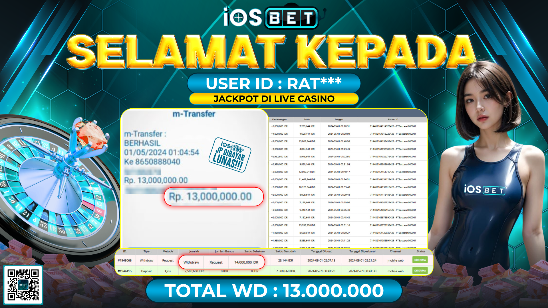 Bukti Pembayaran LUNAS LIVE GAMES GACOR Rp.13.000.000,-
