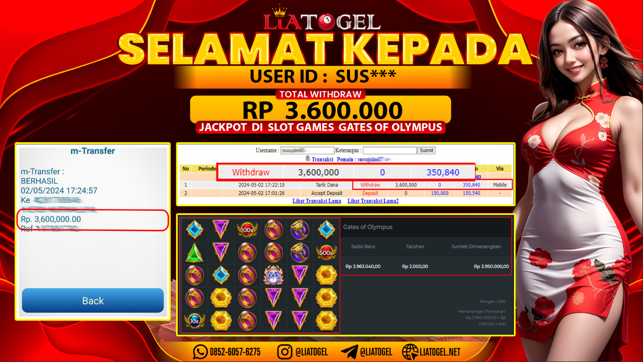 LIATOGEL - JACKPOT SLOT GATES OF OLYMPUSï»¿ RP 3.600.000,- LUNAS