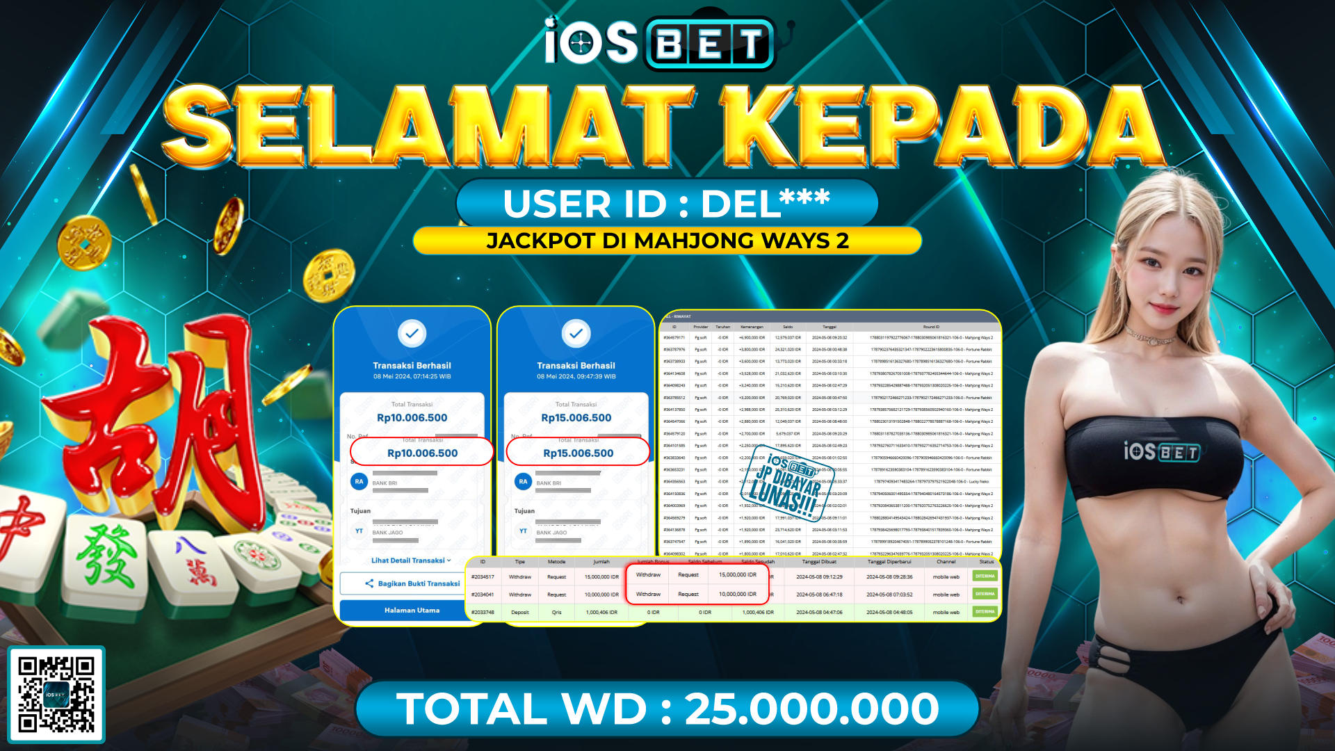 Bukti Pembayaran LUNAS SLOT GAMES GACOR Rp.25.000.000,-