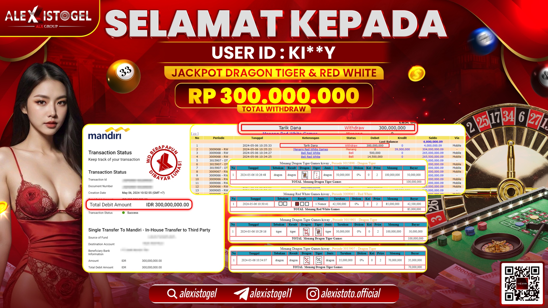 ALEXISTOGEL JACKPOT LIVE GAMES RP. 300.000.000 LUNAS