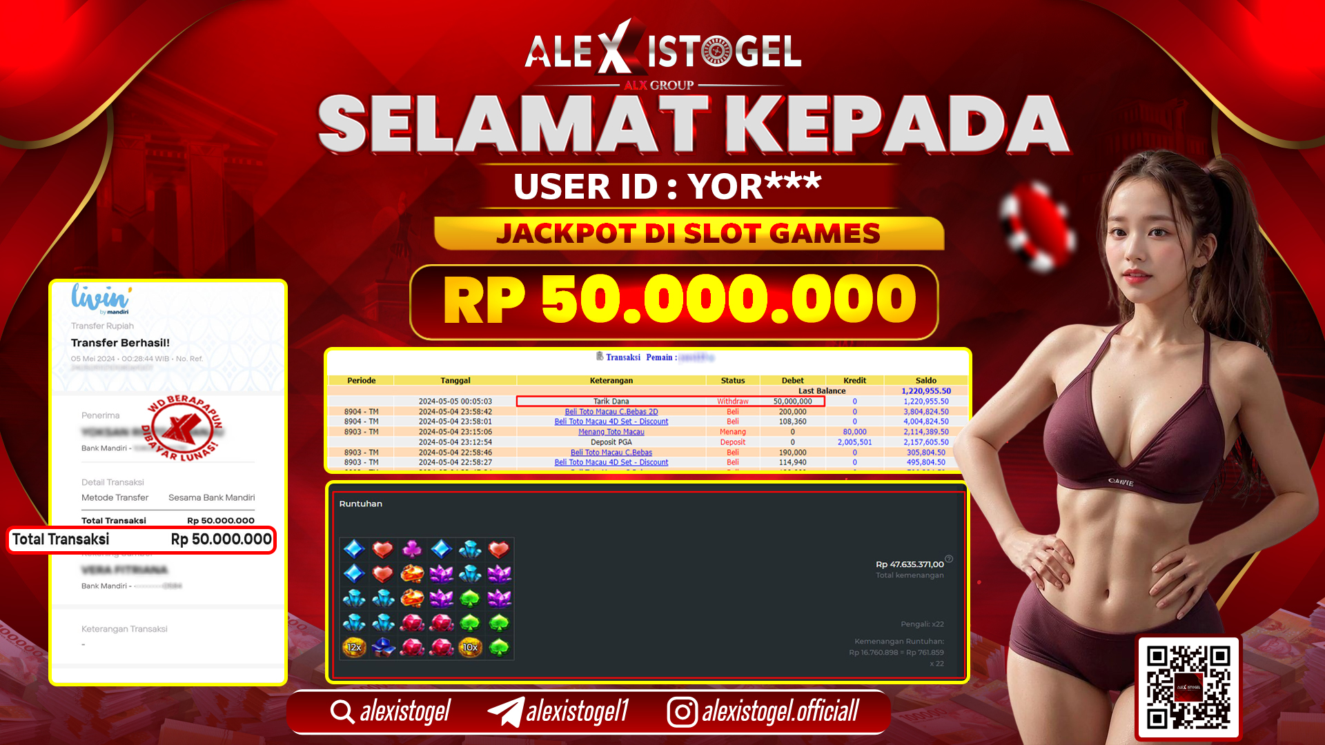 ALEXISTOGEL JACKPOT SLOT GAMES RP. 50.000.000 LUNAS