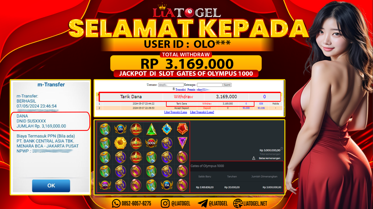 LIATOGEL - JACKPOT SLOT GAMES GATES OF OLYMPUS 1000 ï»¿ RP 3.169.000,- LUNAS
