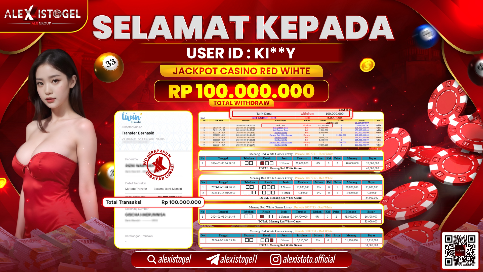 ALEXISTOGEL JACKPOT LIVE GAMES RP. 100.000.000 LUNAS