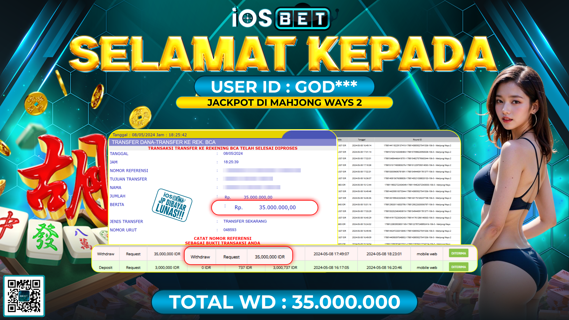 Bukti Pembayaran LUNAS SLOT GAMES GACOR Rp.35.000.000,-