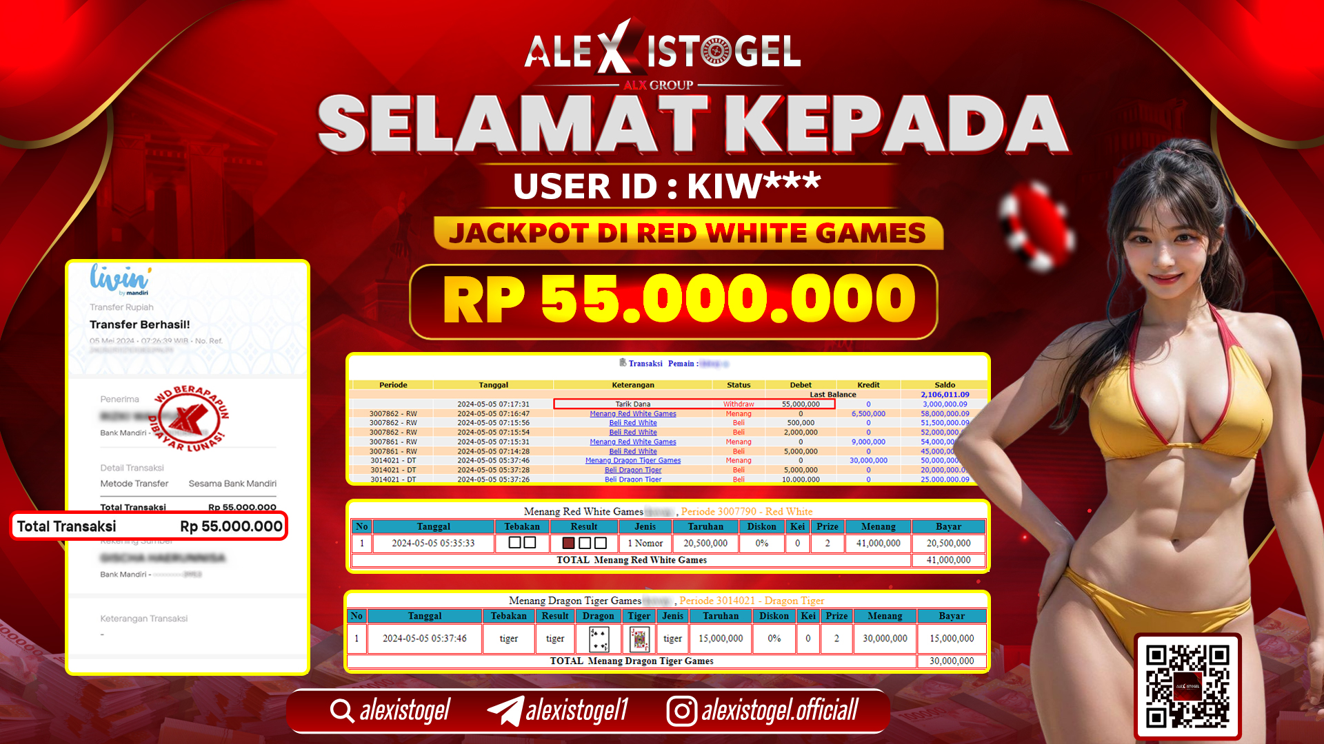 ALEXISTOGEL JACKPOT LIVE GAMES RP. 55.000.000 LUNAS