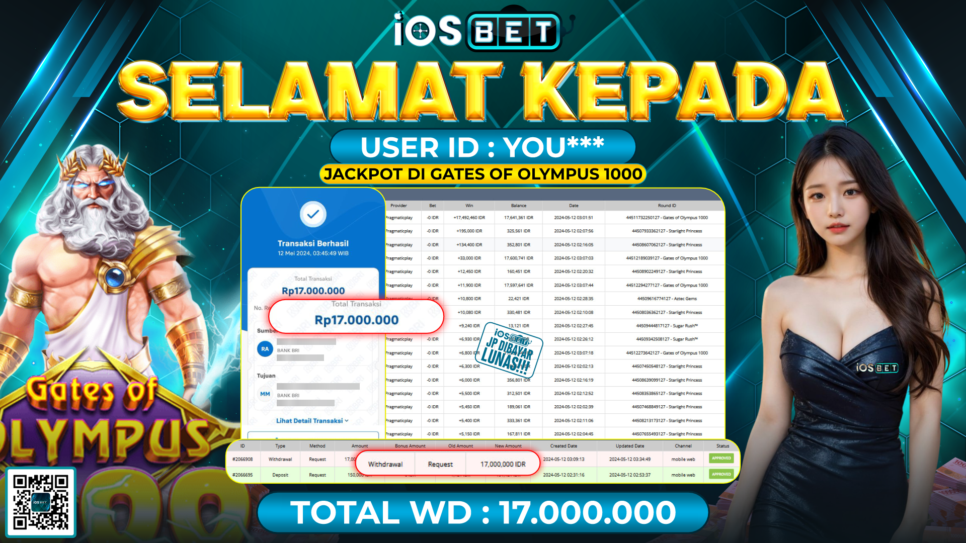 Bukti Pembayaran LUNAS SLOT GAMES GACOR Rp.17.000.000,-