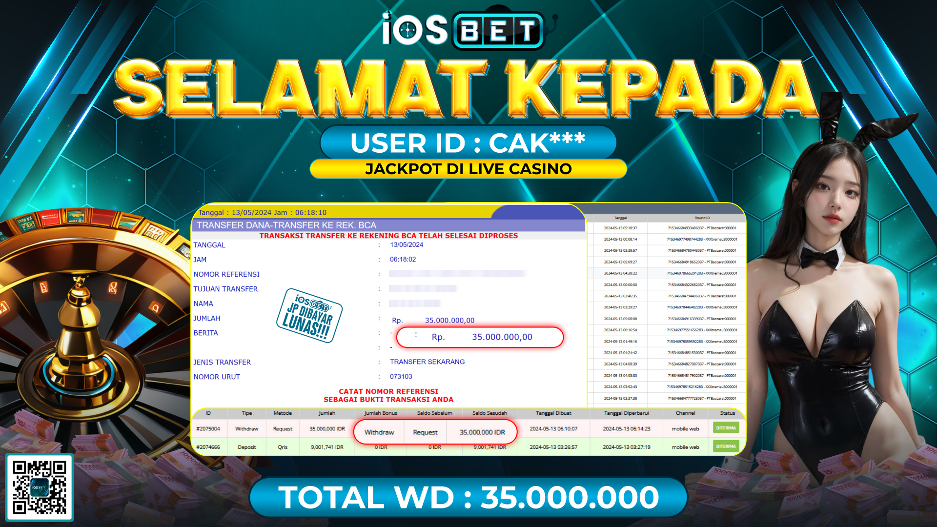 Bukti Pembayaran LUNAS LIVE GAMES GACOR Rp.35.000.000,-