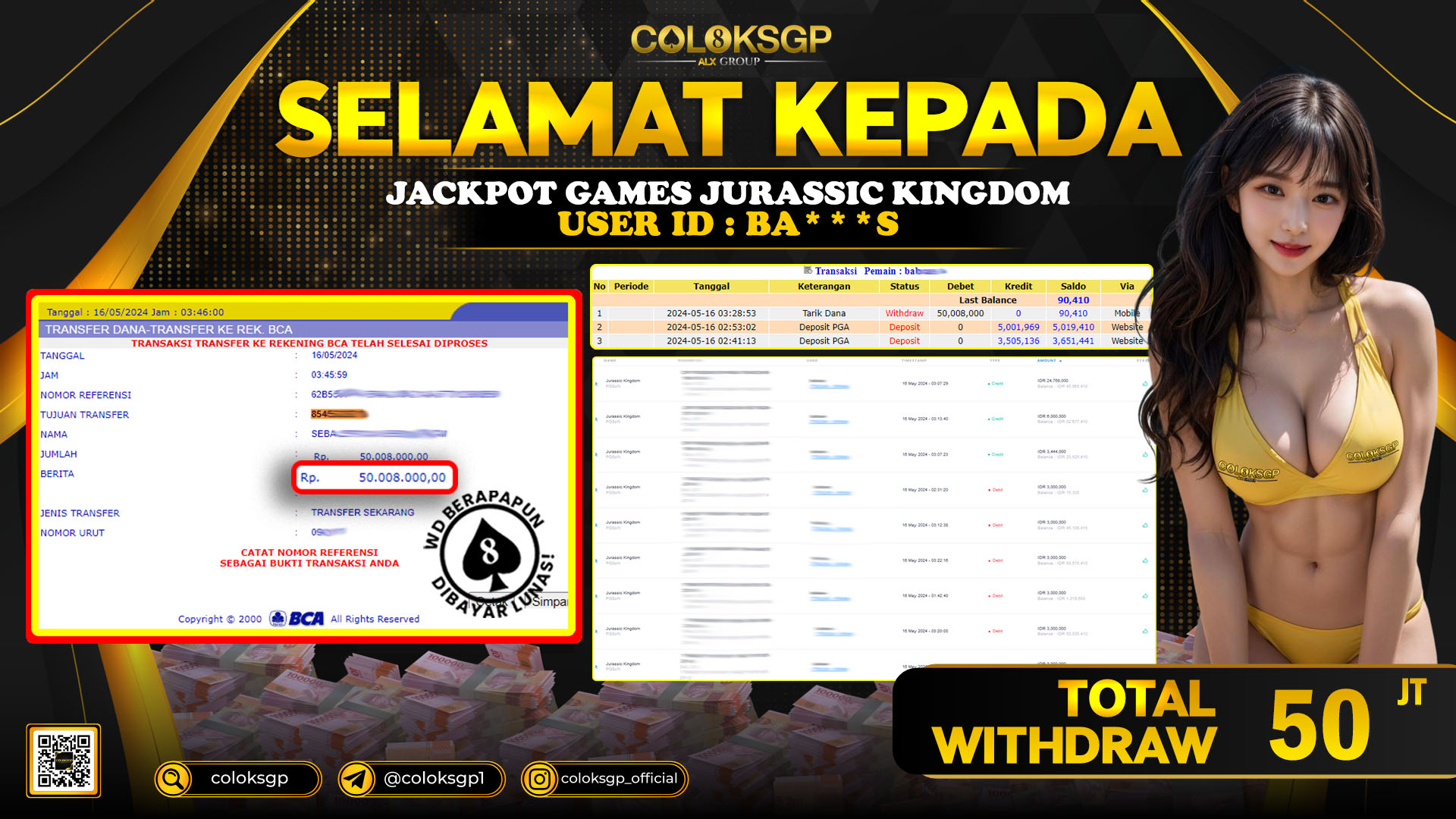 COLOKSGP JACKPOT SLOT GAMES RP 50.000.000 LUNAS